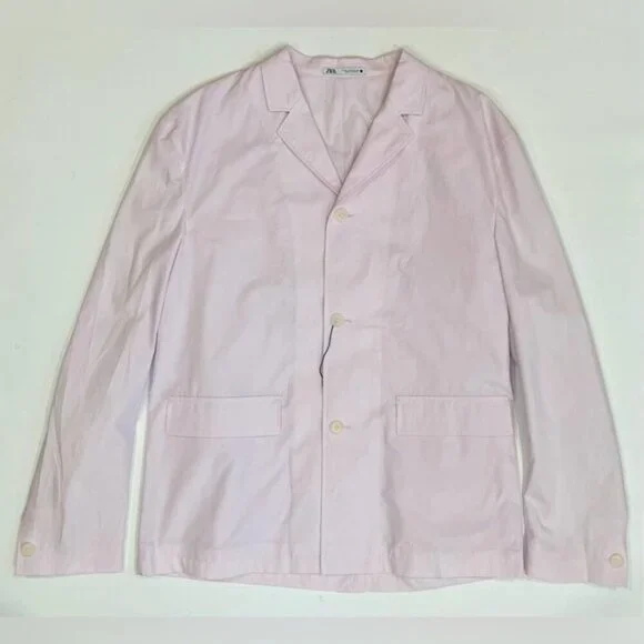 NWOT ZARA Poplin Relaxed Fit Pink Lightweight‎ Suit Jacket 4624/076 Size 40